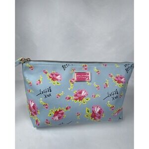 ❤️BETSEY Johnson LARGE ROSES Wristlet Clutch Cosmetic Travel Bag Purse❤️